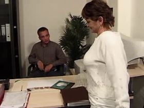 Aged mom sucks dick and fucks from behind in office